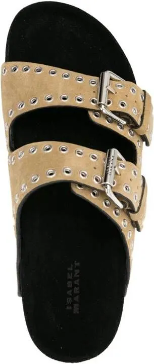 ISABEL MARANT Lennyo Eyelet-Embellished Sandals Neutrals