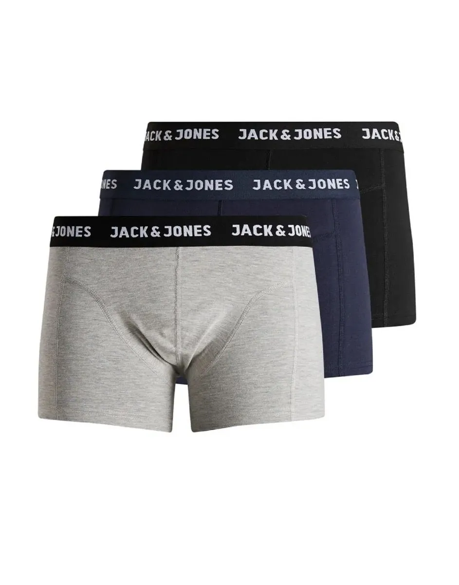 Black Blue Grey 3-Pack Trunks Shorts from Jack & Jones Anthony