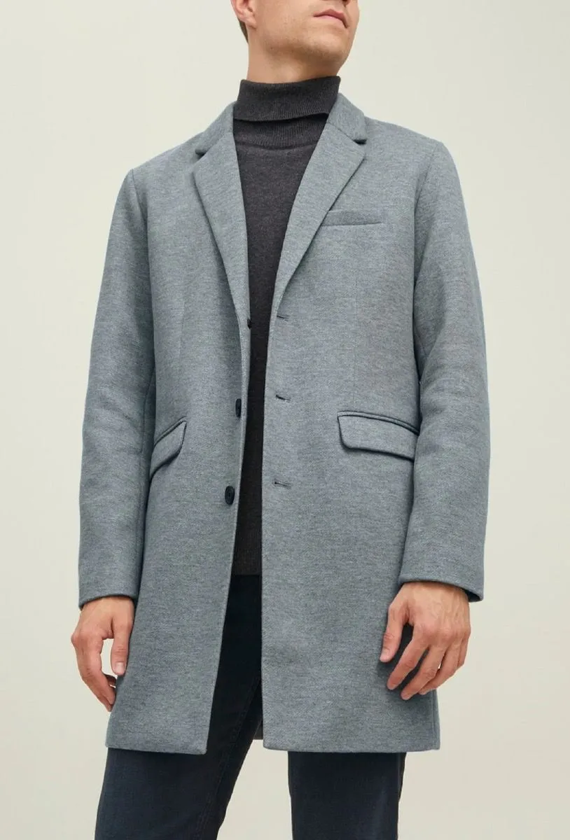 Light Grey Jack and Jones Long Marco Coat Jacket