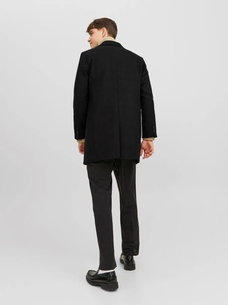 Jack & Jones Long Morrison Black Wool Coat Jacket