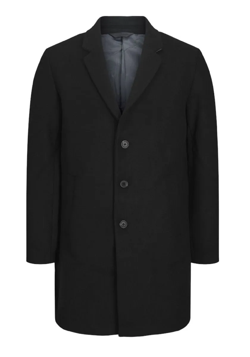 Jack & Jones Long Morrison Black Wool Coat Jacket