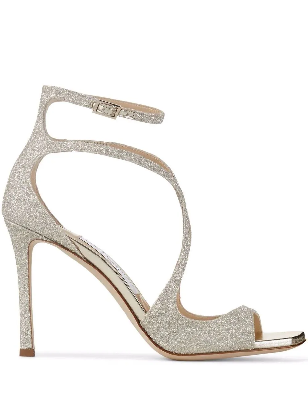 JIMMY CHOO Platinum Azia 95 Glitter Dust Sandals