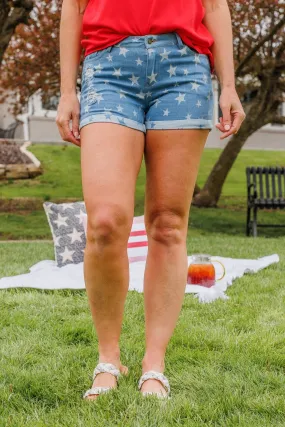 Mid-Rise Star Print Shorts- Kesha Wash