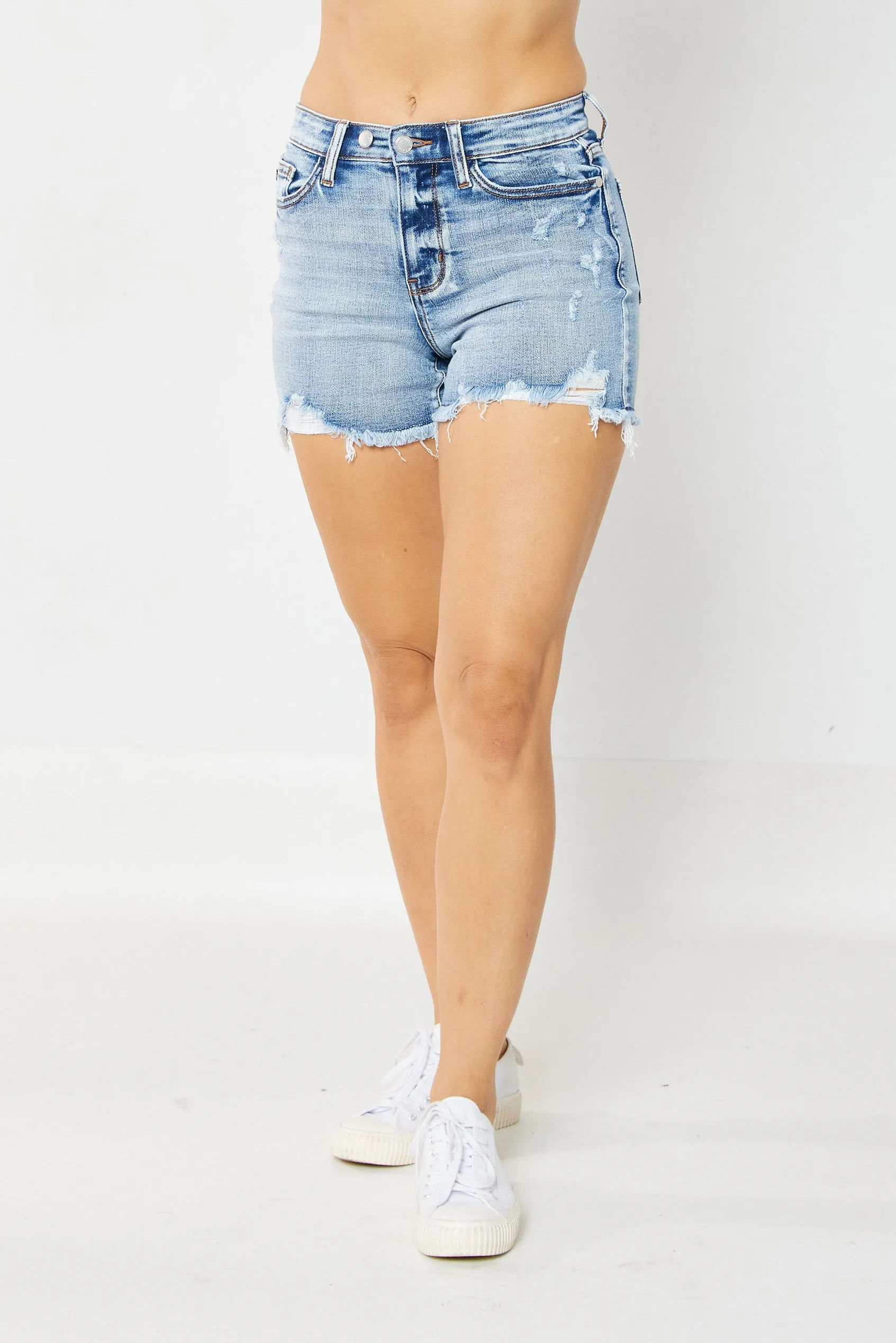 High Waisted Button Shorts in Judy Blue Denim