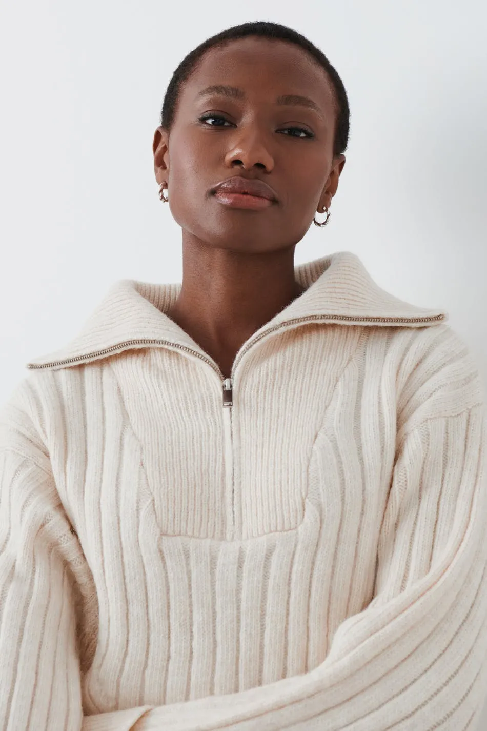 Zippered Knit Sweater