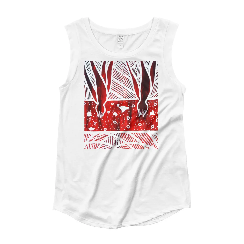 Ladies Barton Springs Underwater Plants Cap Sleeve T-Shirt