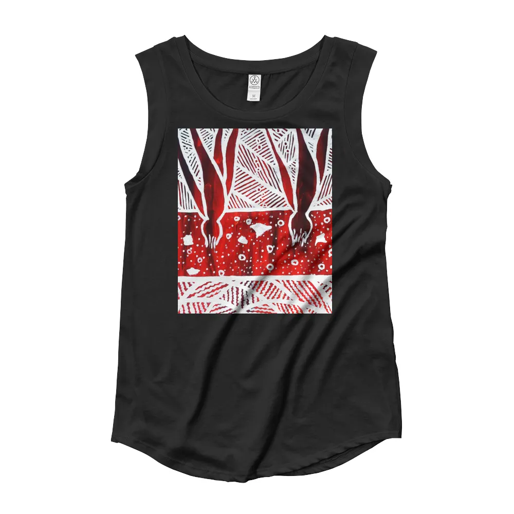 Ladies Barton Springs Underwater Plants Cap Sleeve T-Shirt