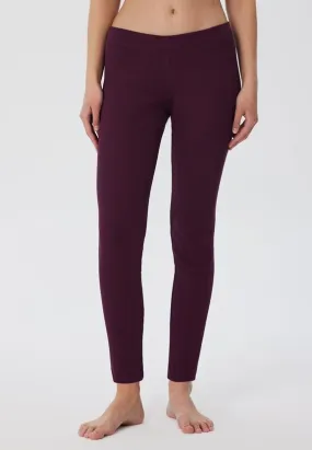 Leela Cotton Ribbed Leggings Aubergine Dark Purple