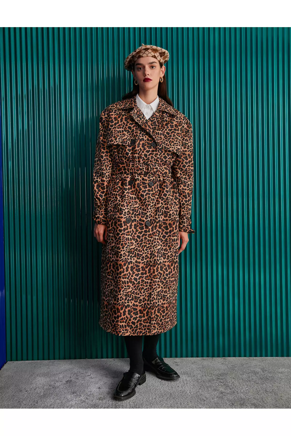 Leopard Print Trench Coat with Belt Ostw167a by Koton - Women - Leopard Pattern Coat