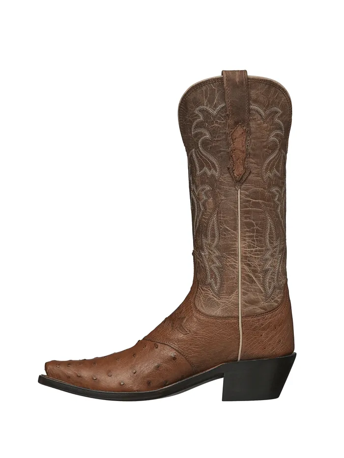 Lucchese Women's Ostrich Vamp Boots, Camel Tan