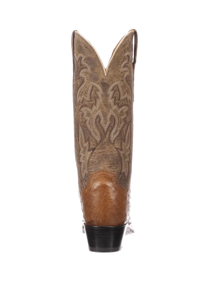 Lucchese Women's Ostrich Vamp Boots, Camel Tan