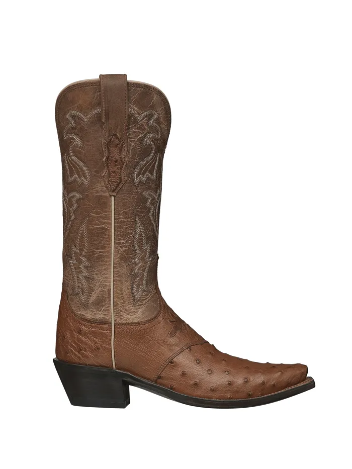 Lucchese Women's Ostrich Vamp Boots, Camel Tan