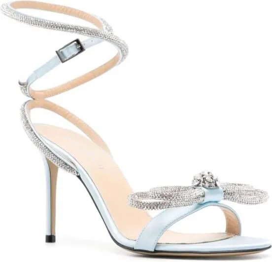 MACH MACH Double Bow Satin Sandals Blue