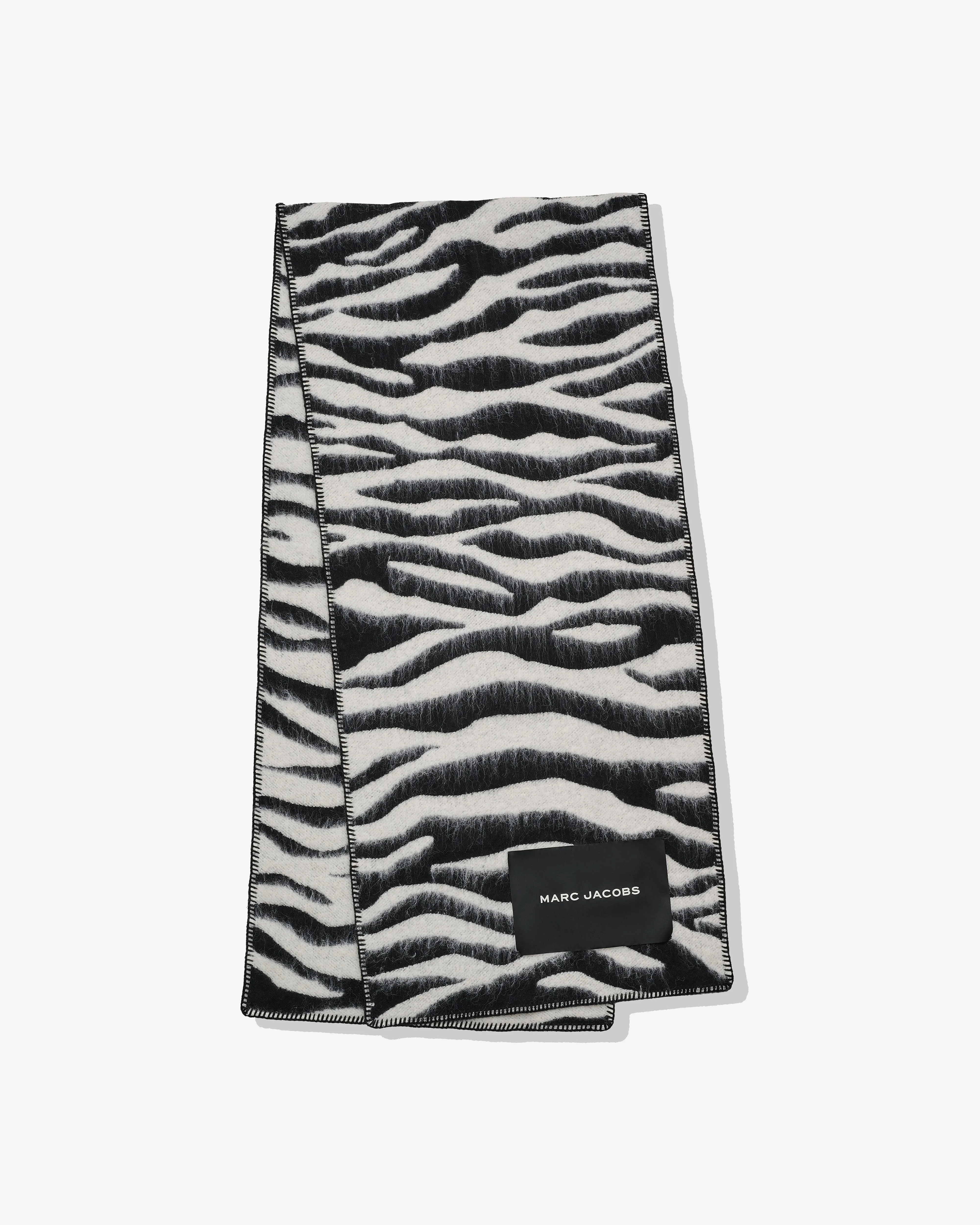 Marc Jacobs Zebra Brushed Scarf Black White