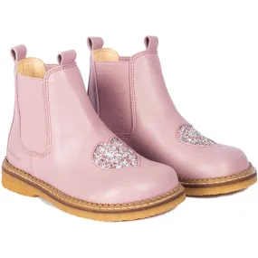 Mauve Glitter Chelsea Heart Boot