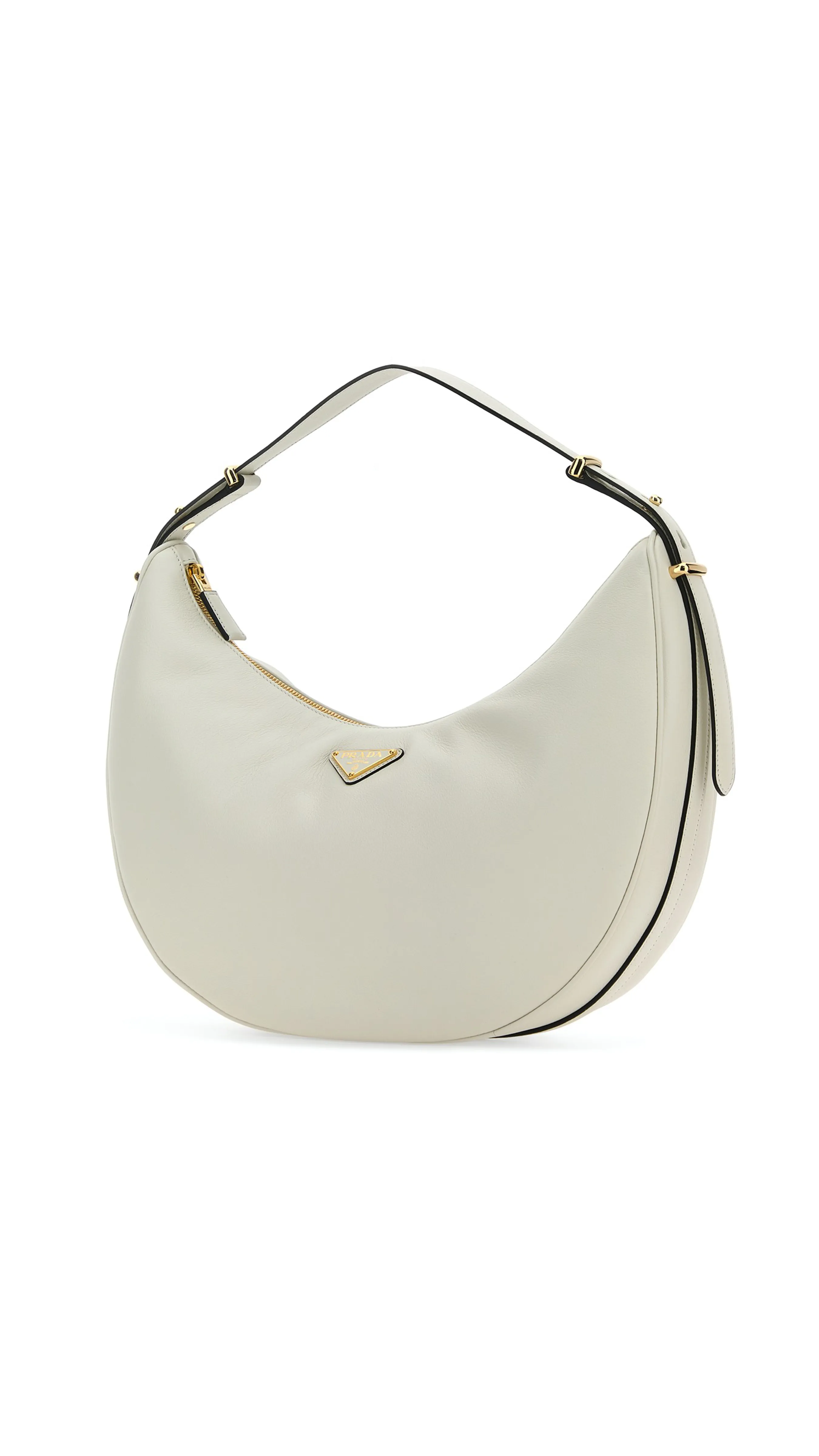 Medium White Leather Shoulder Bag by Arqué