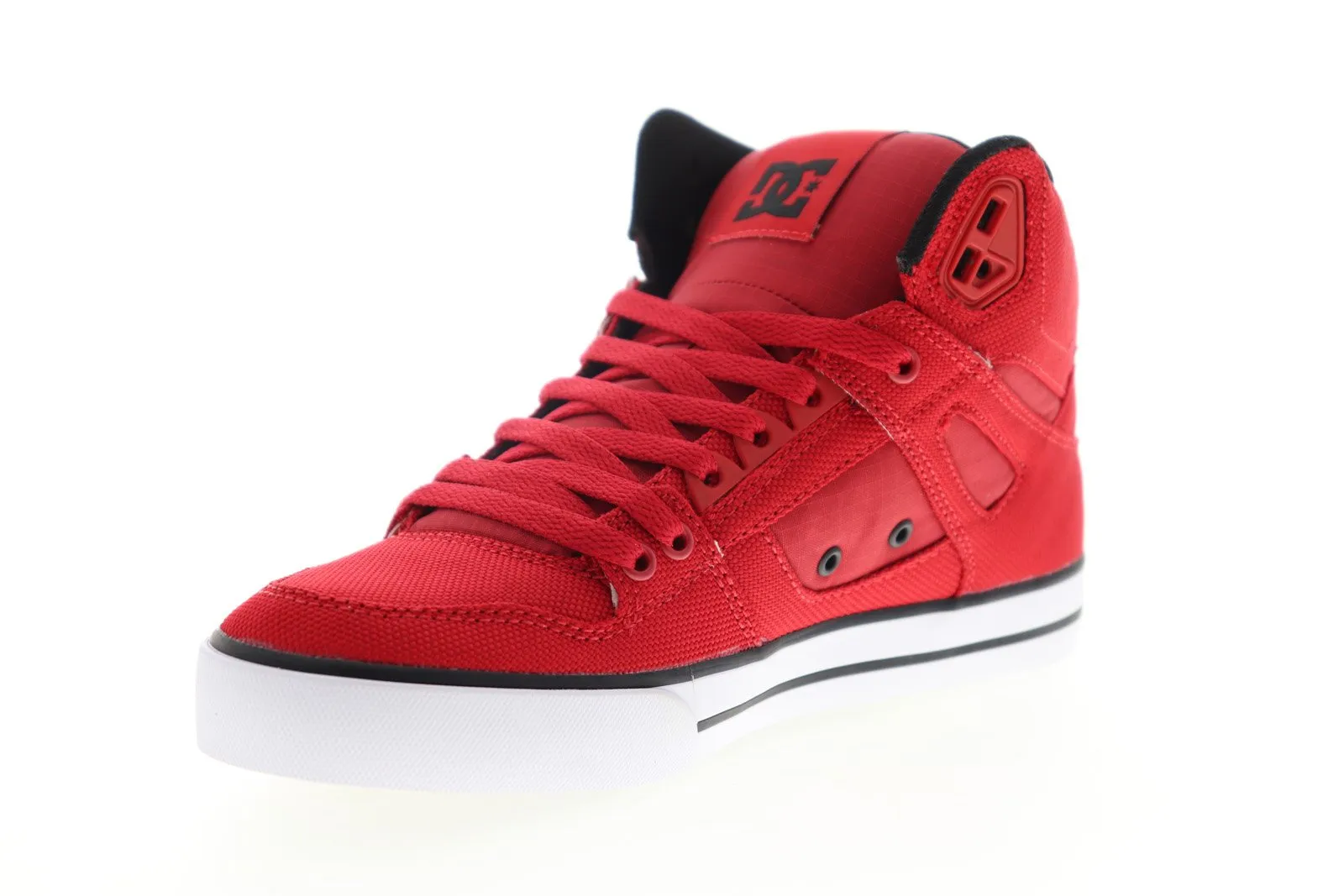 Men's Red Canvas Skate Sneakers: DC Pure High Top WC TX SE ADYS400046