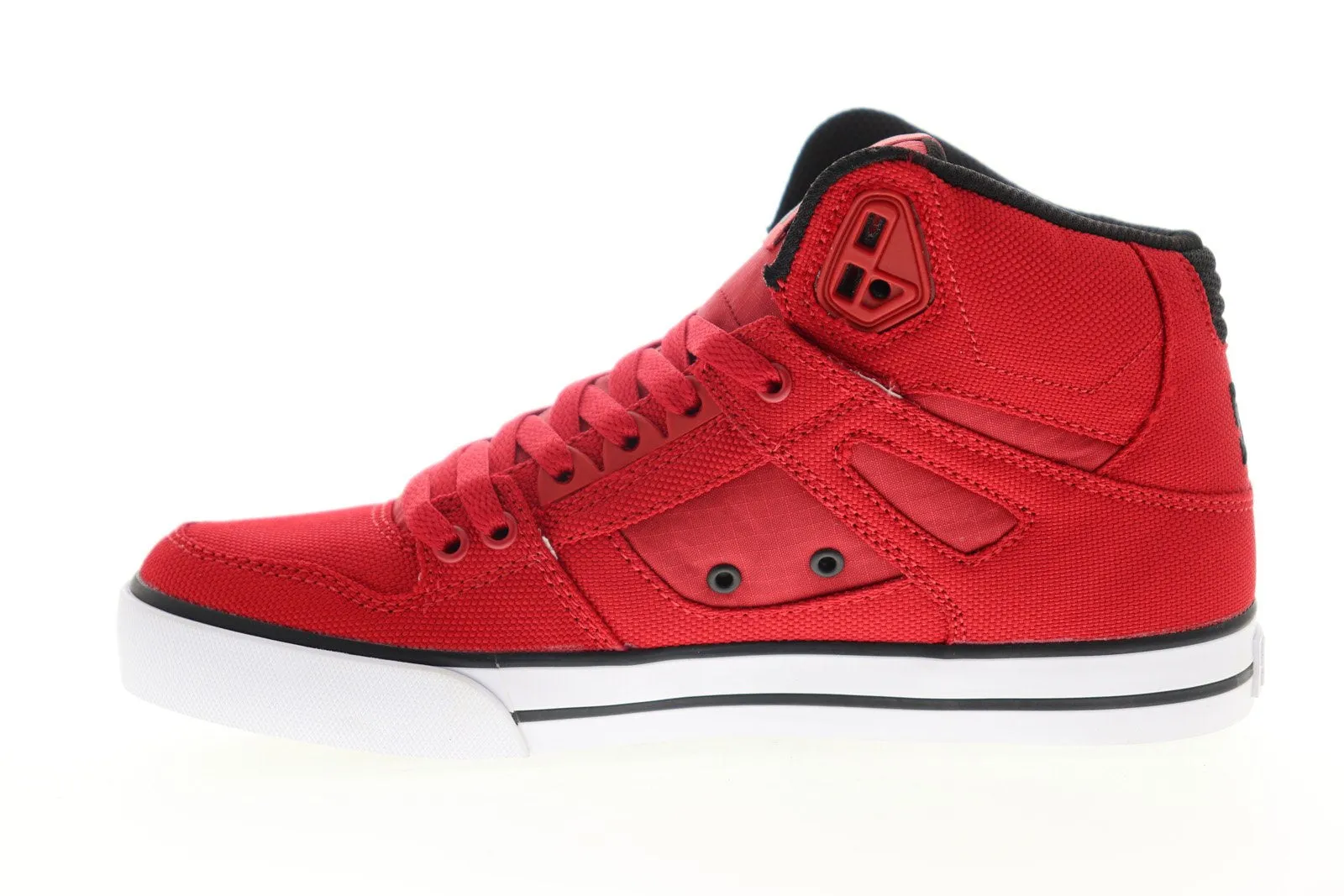 Men's Red Canvas Skate Sneakers: DC Pure High Top WC TX SE ADYS400046