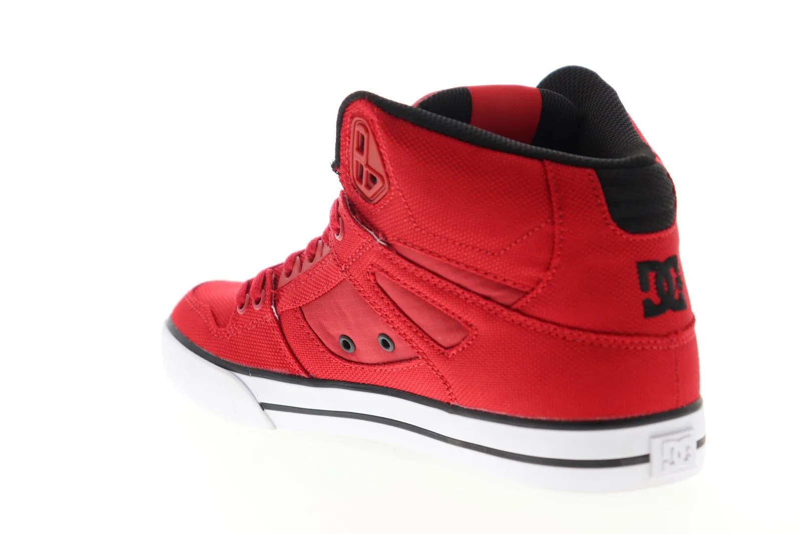 Men's Red Canvas Skate Sneakers: DC Pure High Top WC TX SE ADYS400046