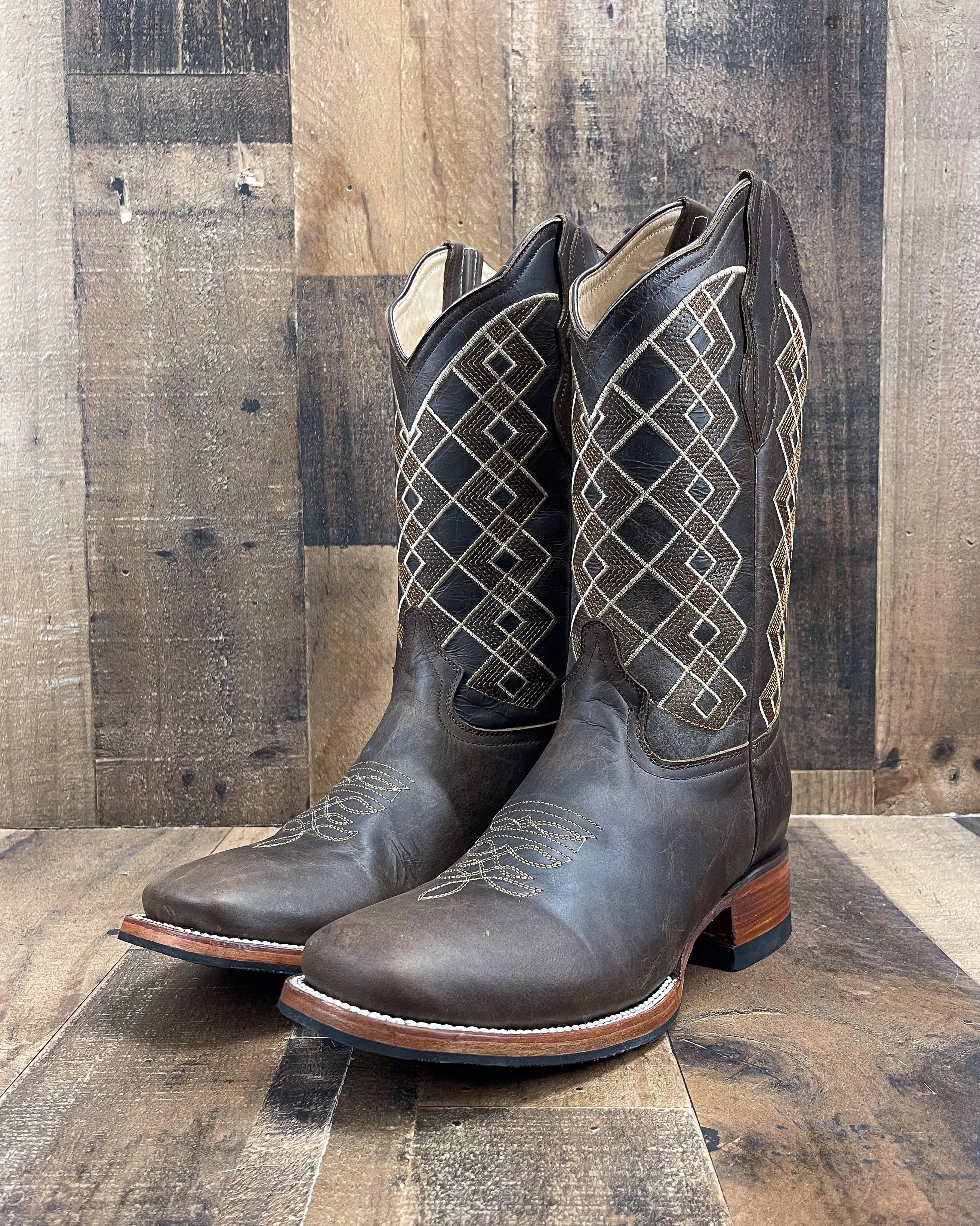 Men's Rhombus Square Toe Cowboy Boots