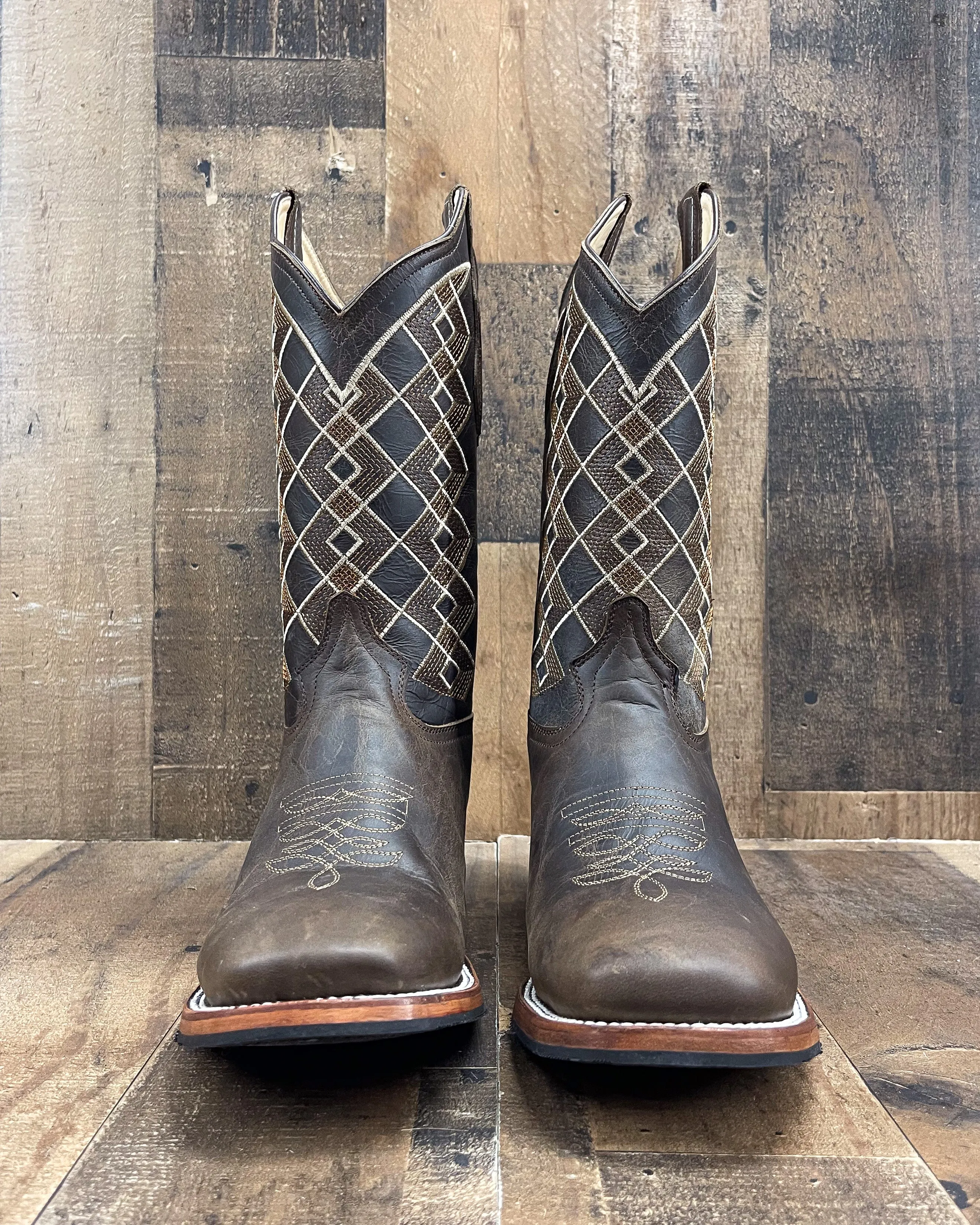 Men's Rhombus Square Toe Cowboy Boots