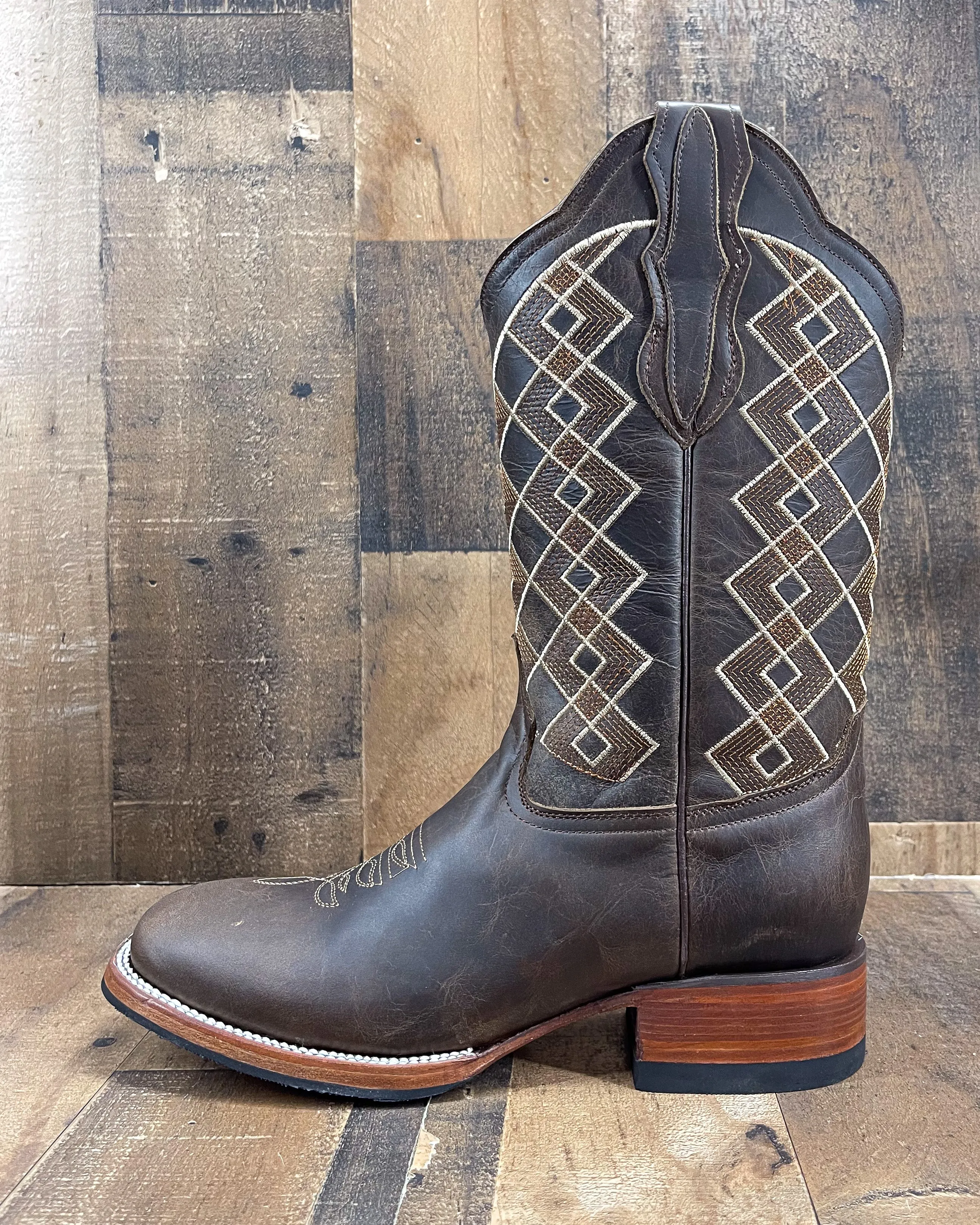 Men's Rhombus Square Toe Cowboy Boots