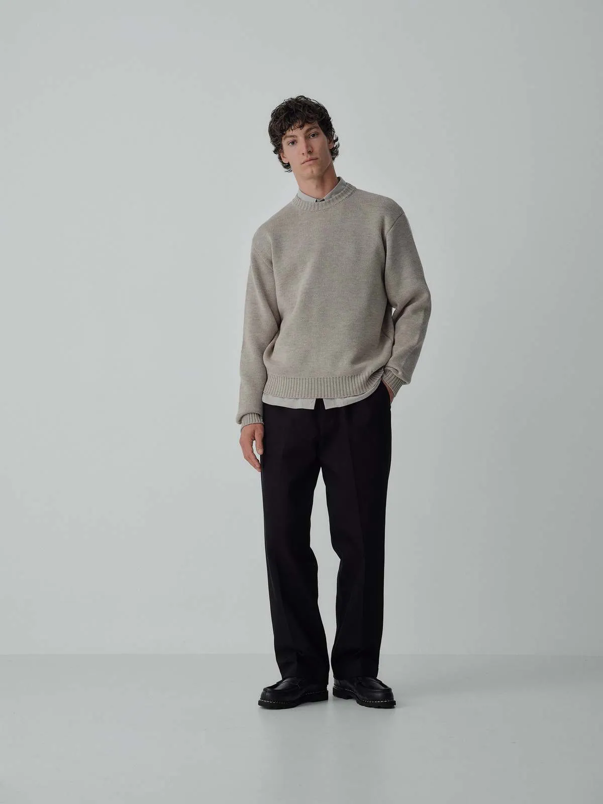 Merino Jacquard Sweater Ash Brown