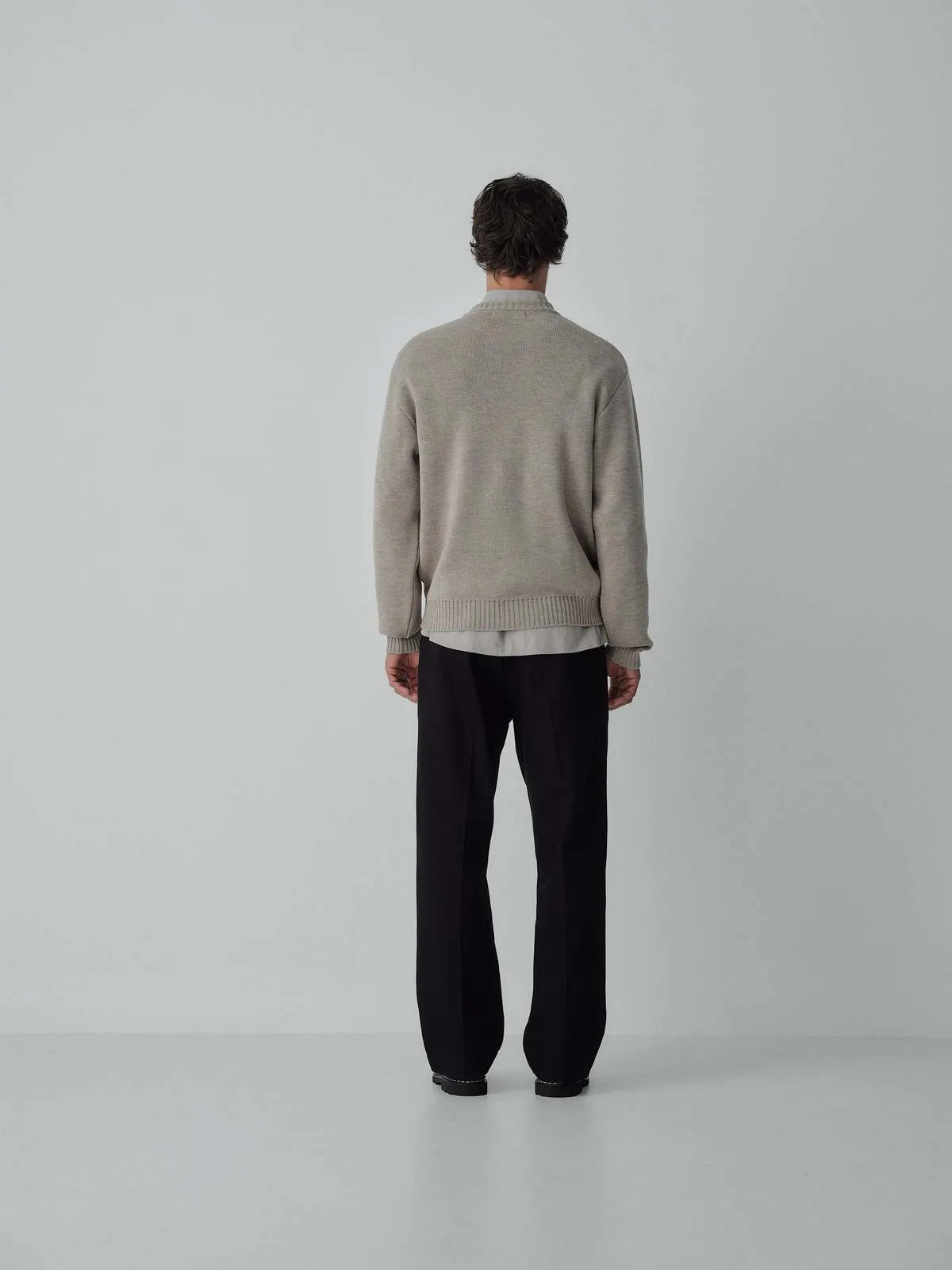 Merino Jacquard Sweater Ash Brown