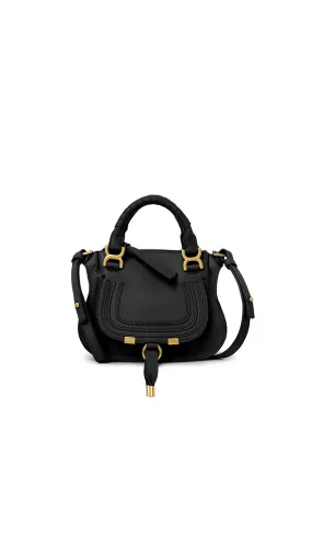 Black Mini Marcie Grained Leather Bag