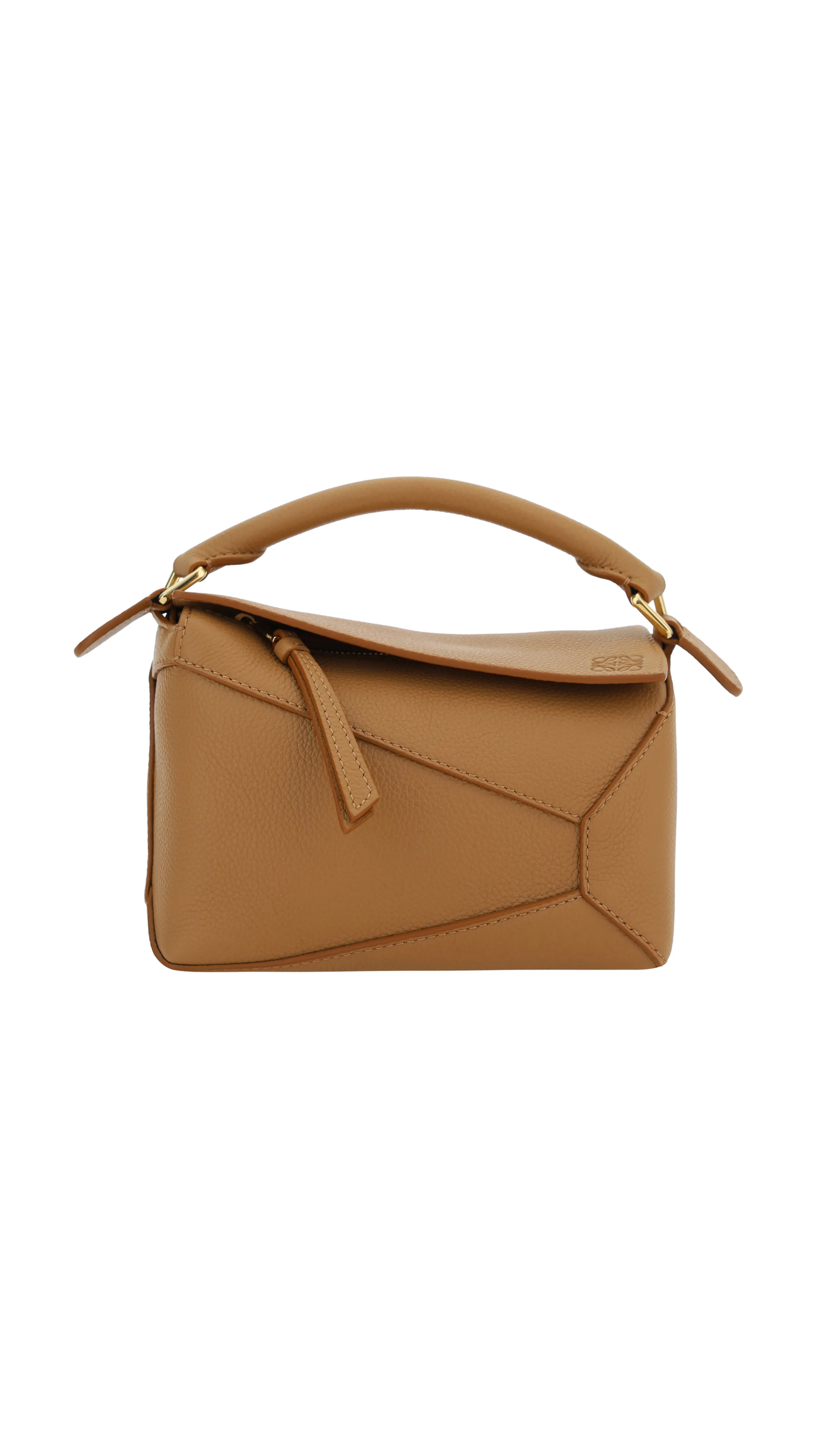 Toffee Soft Grained Calfskin Mini Puzzle Bag