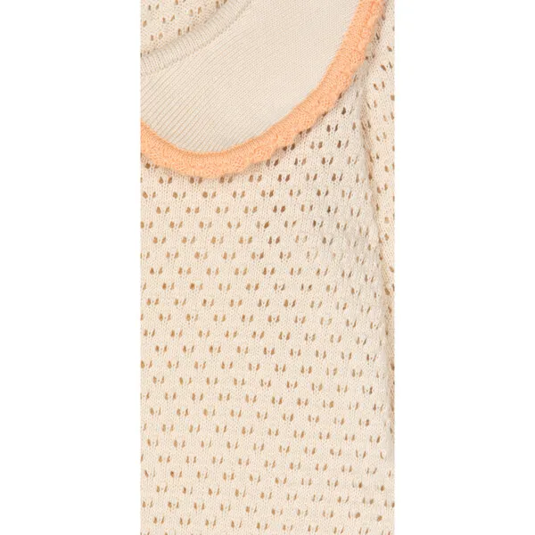 Mipounet Carola Collared Openwork Sweater, Cream & Peach - Women's Fashion