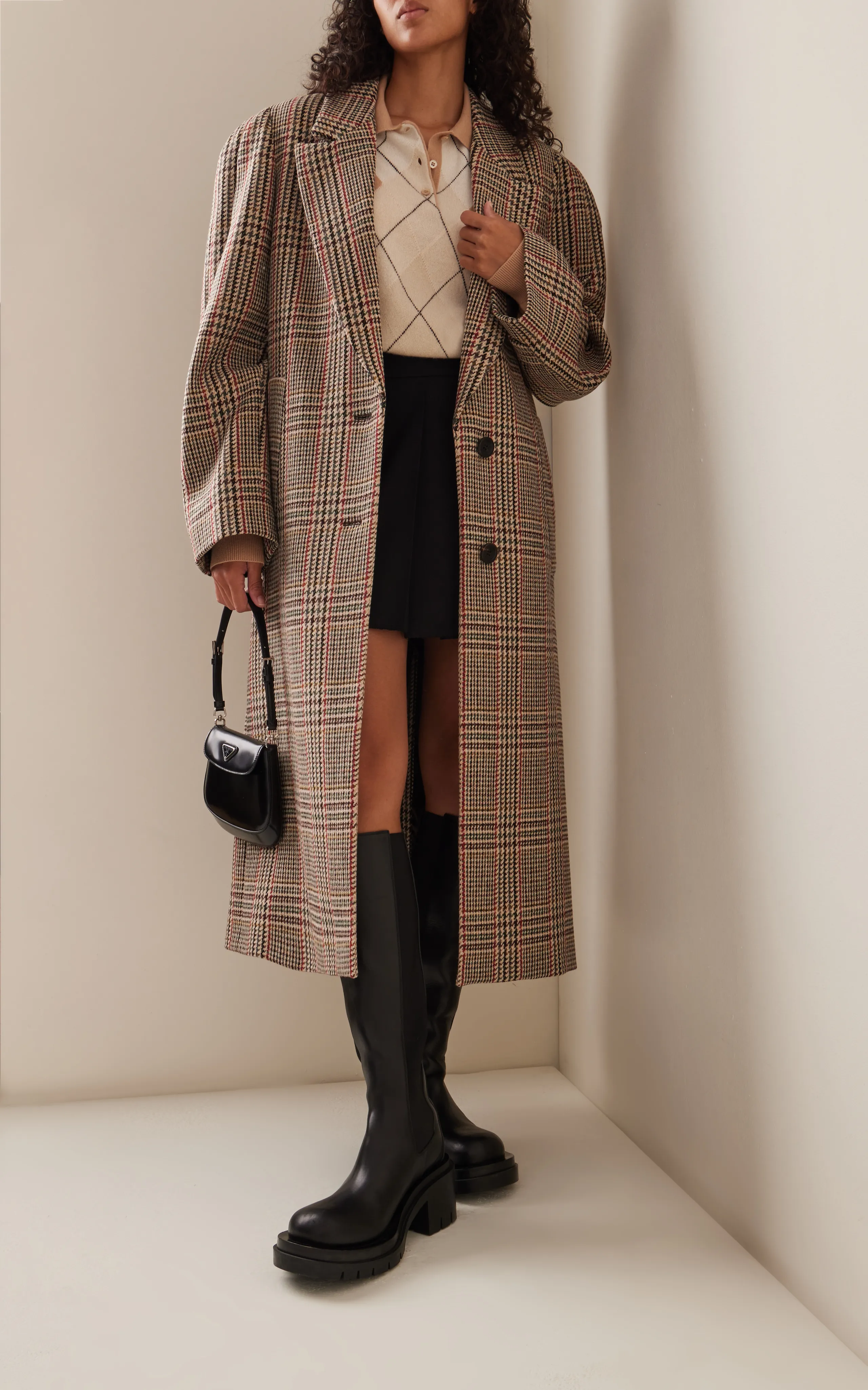 Miu Miu Plaid Single-Breasted Coat