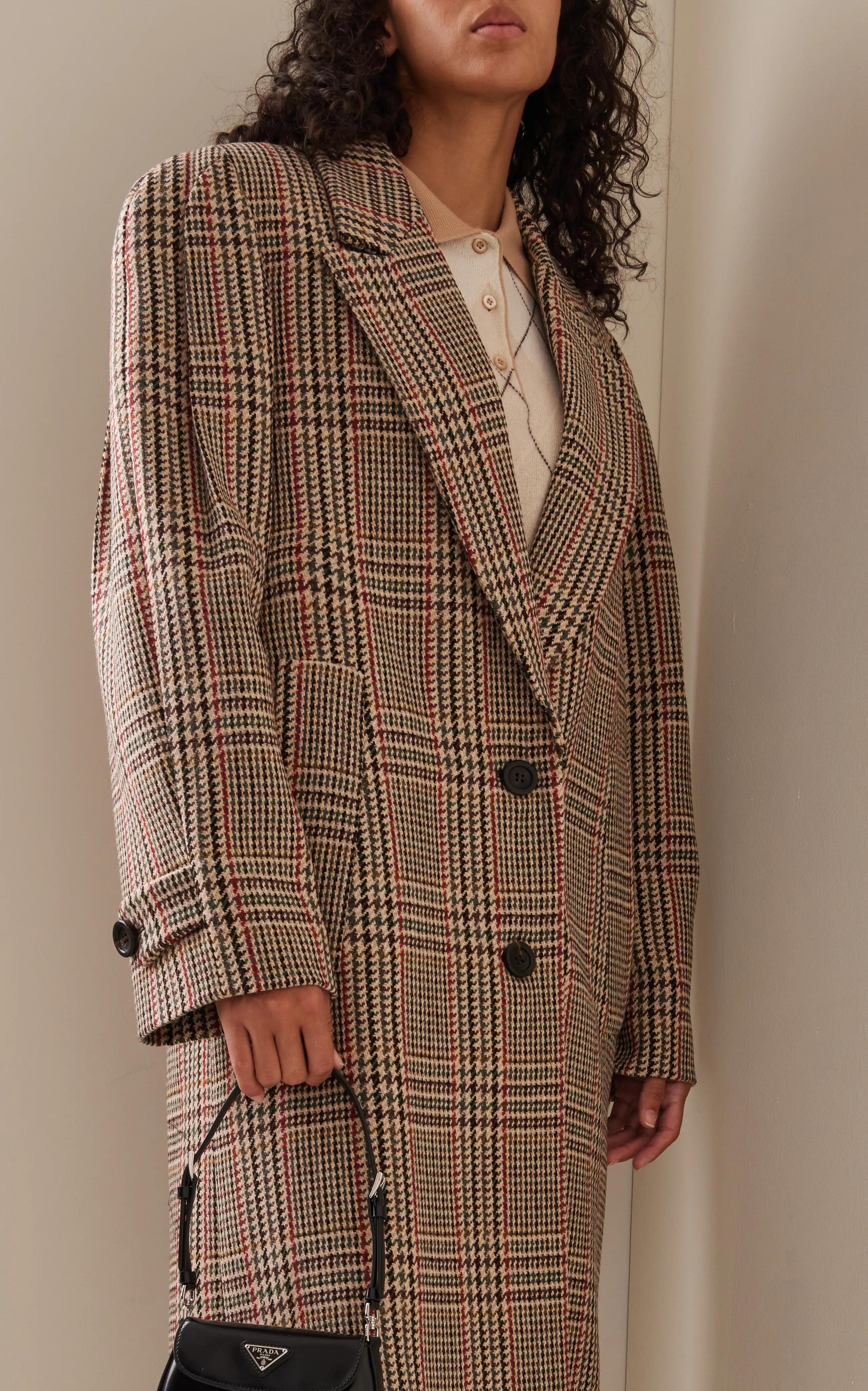 Miu Miu Plaid Single-Breasted Coat