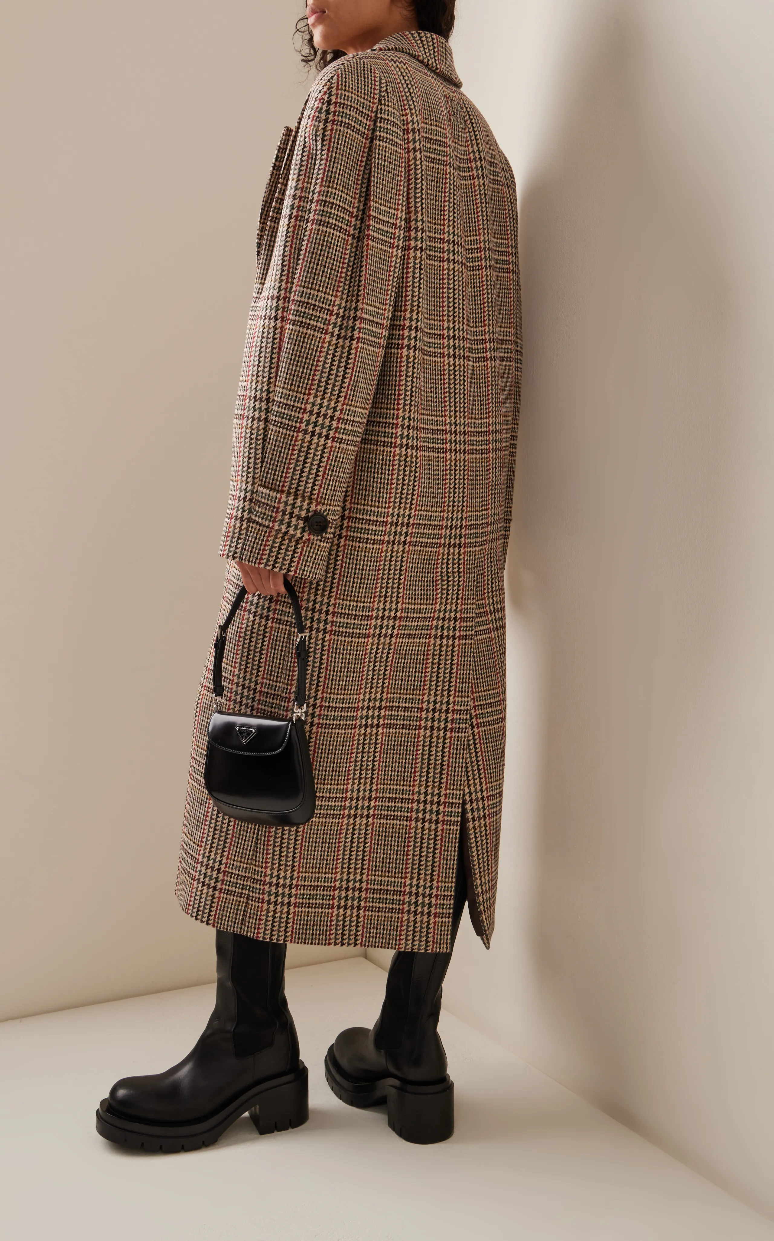 Miu Miu Plaid Single-Breasted Coat