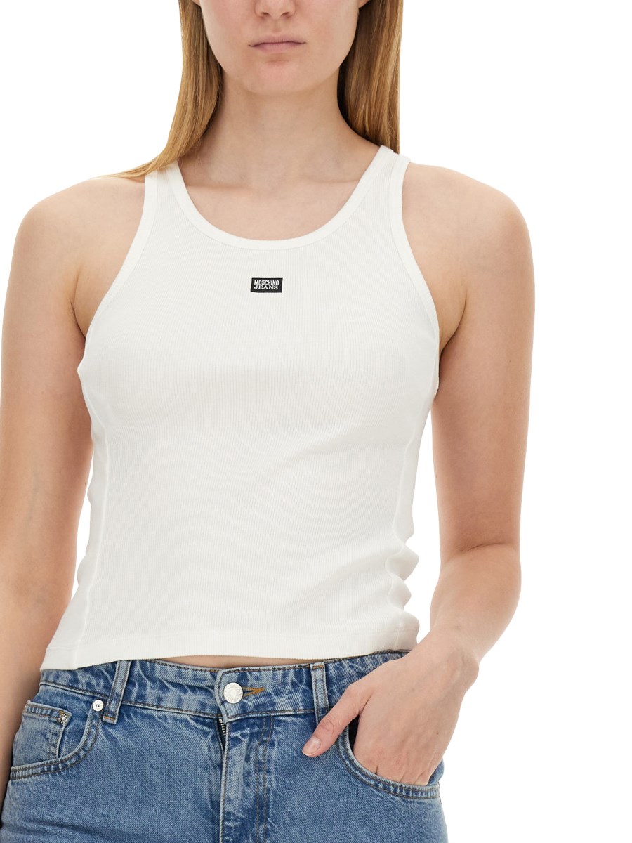 MOSCHINO JEANS      TOP CON LOGO IN COTONE