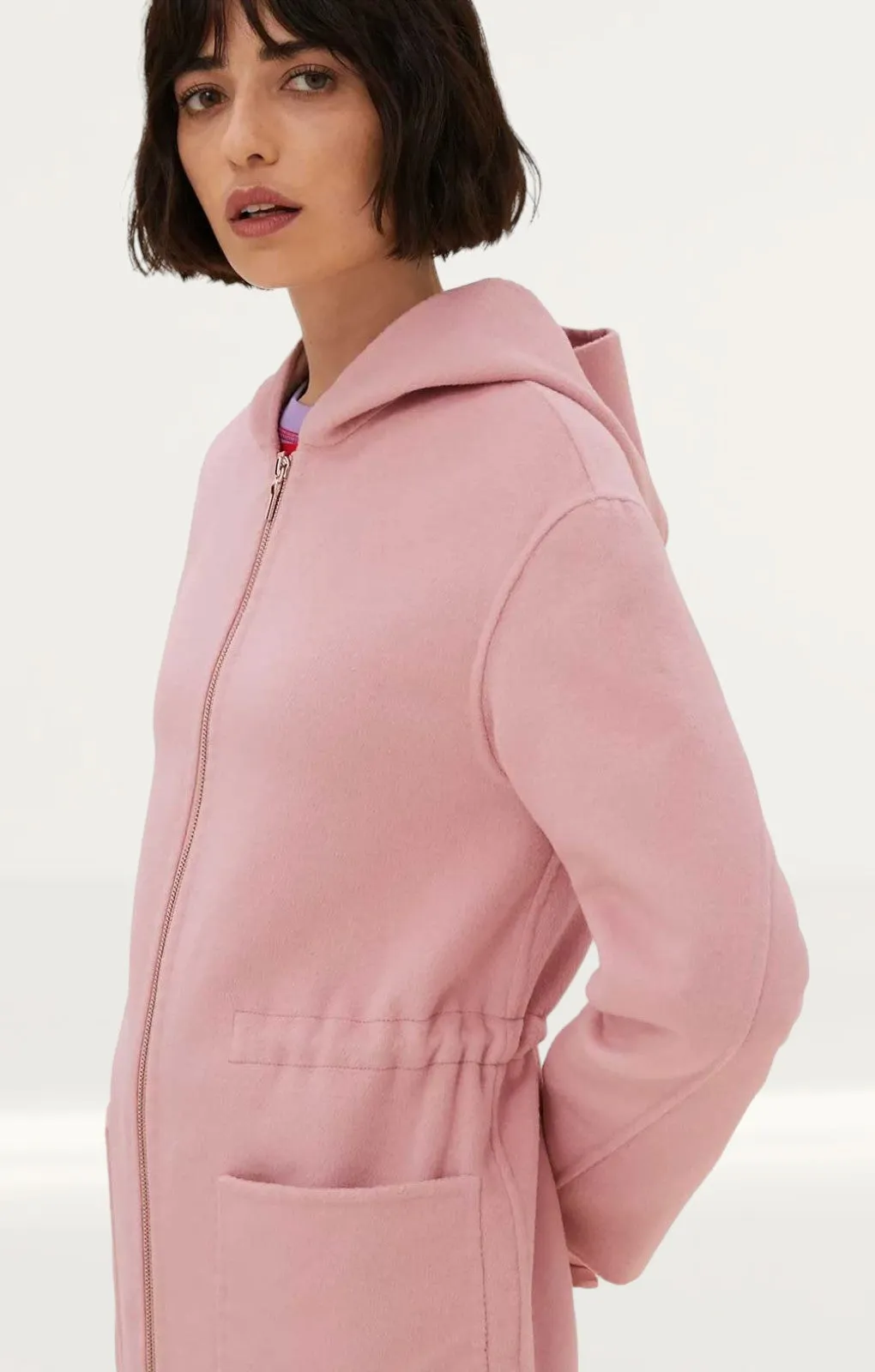 M&S Pink Wool Blend Drawstring Parka - Stylish outerwear for women