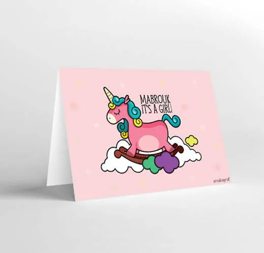 Mukagraf Baby Greeting Card for Newborn Baby Girl: Mabrouk!