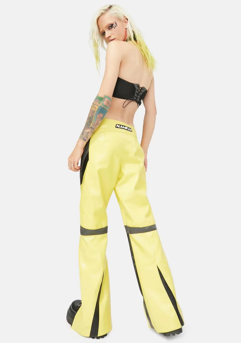 Mustard Yellow Moto Trousers