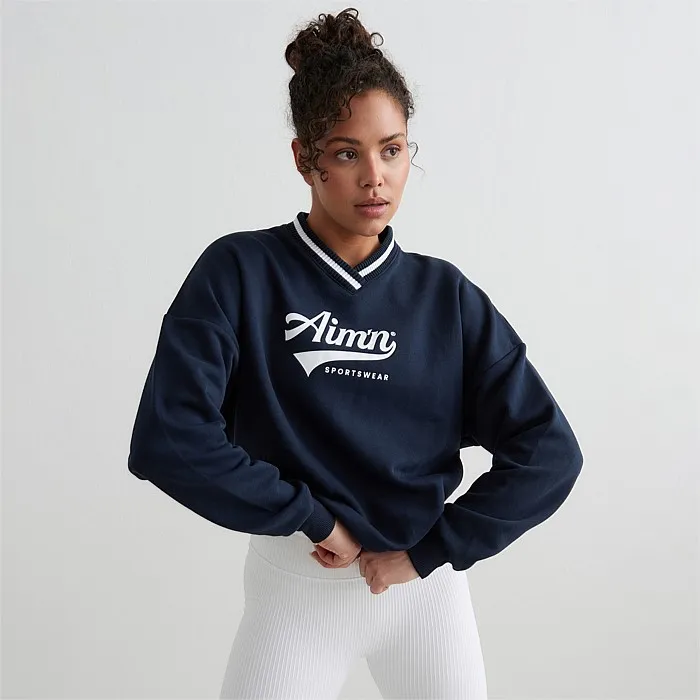 Navy V-Neck Sweatshirt | Hoodies & Crews | Stirling Sports