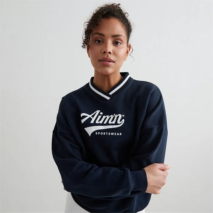 Navy V-Neck Sweatshirt | Hoodies & Crews | Stirling Sports