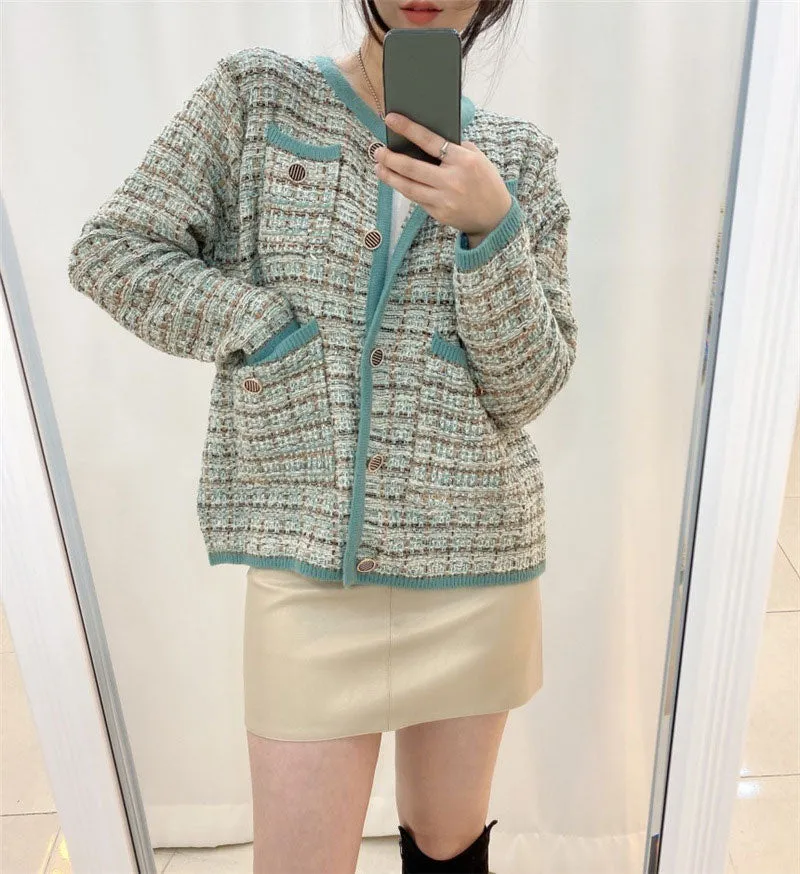 Elegant Vintage Knitted Sweater Coat Outwear for Women