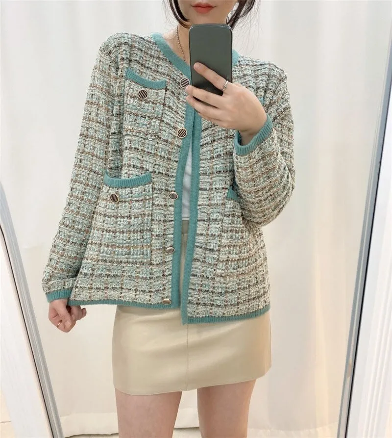 Elegant Vintage Knitted Sweater Coat Outwear for Women