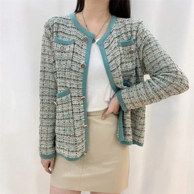 Elegant Vintage Knitted Sweater Coat Outwear for Women