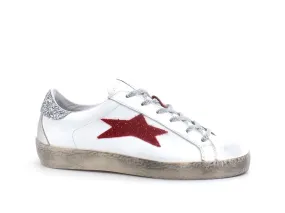 OKINAWA White Red Glitter Low-Top Sneaker 2106