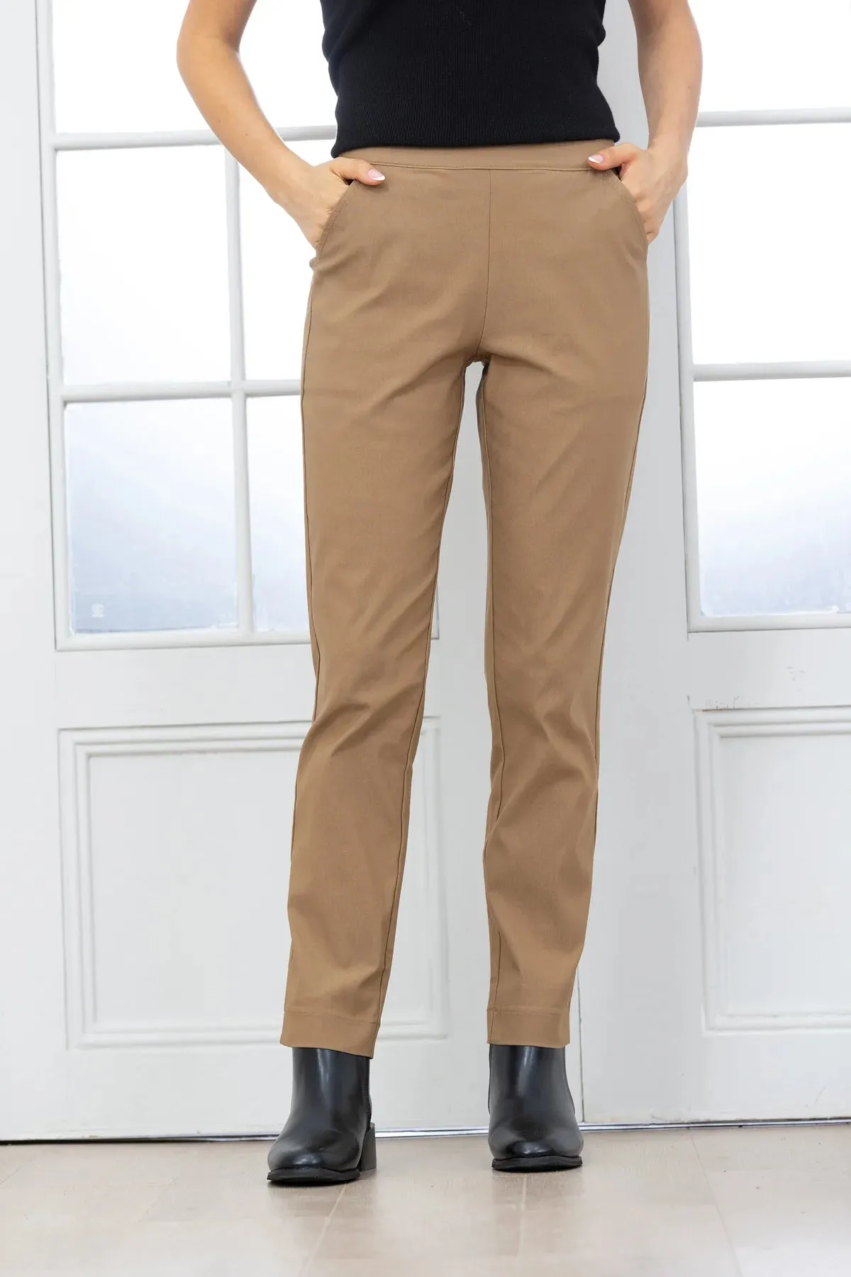 Orange Fashion Village Solid Pull-On Pant