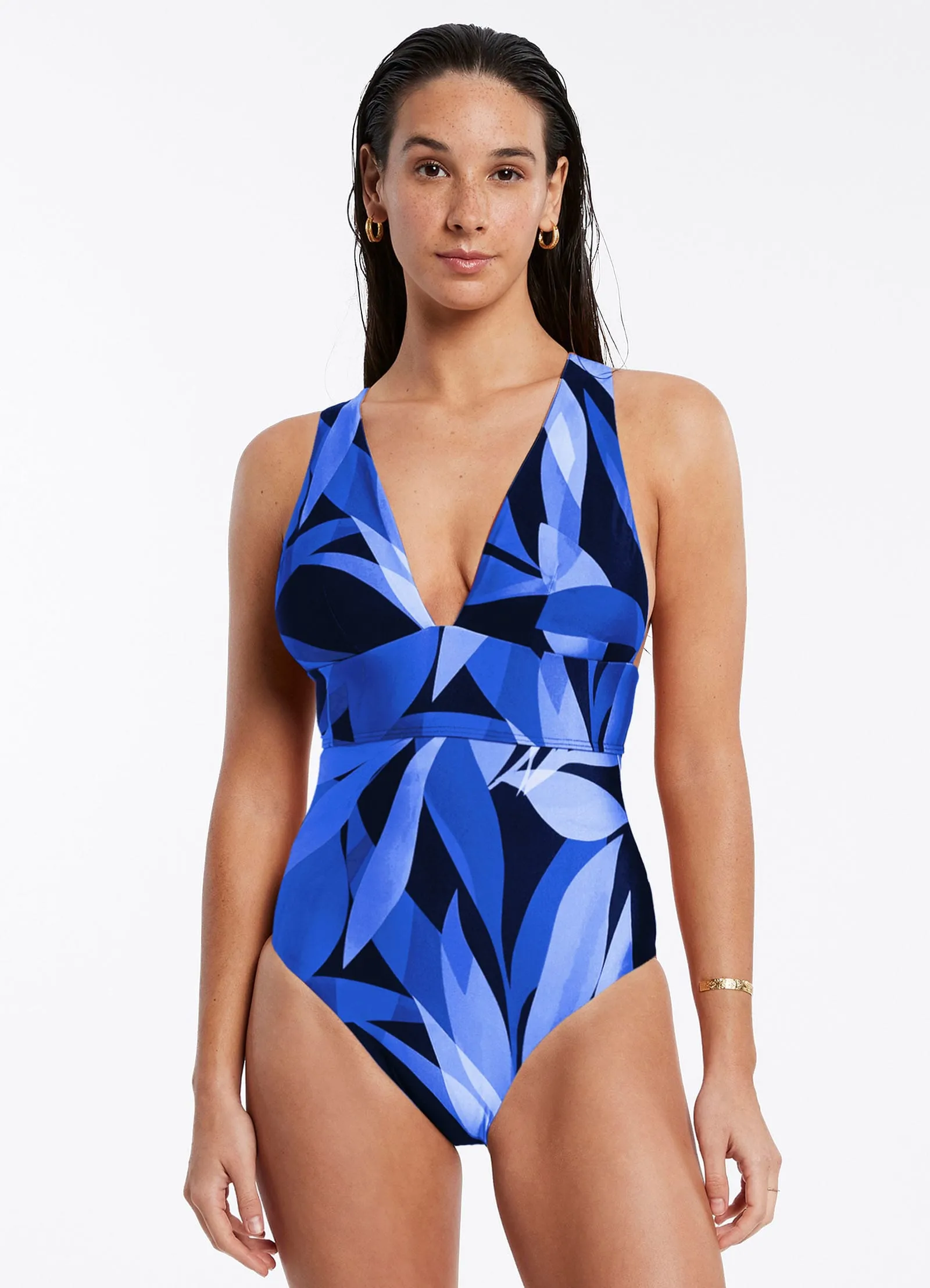 Pacific Blue Solari Plunge Tie Back Swimsuit