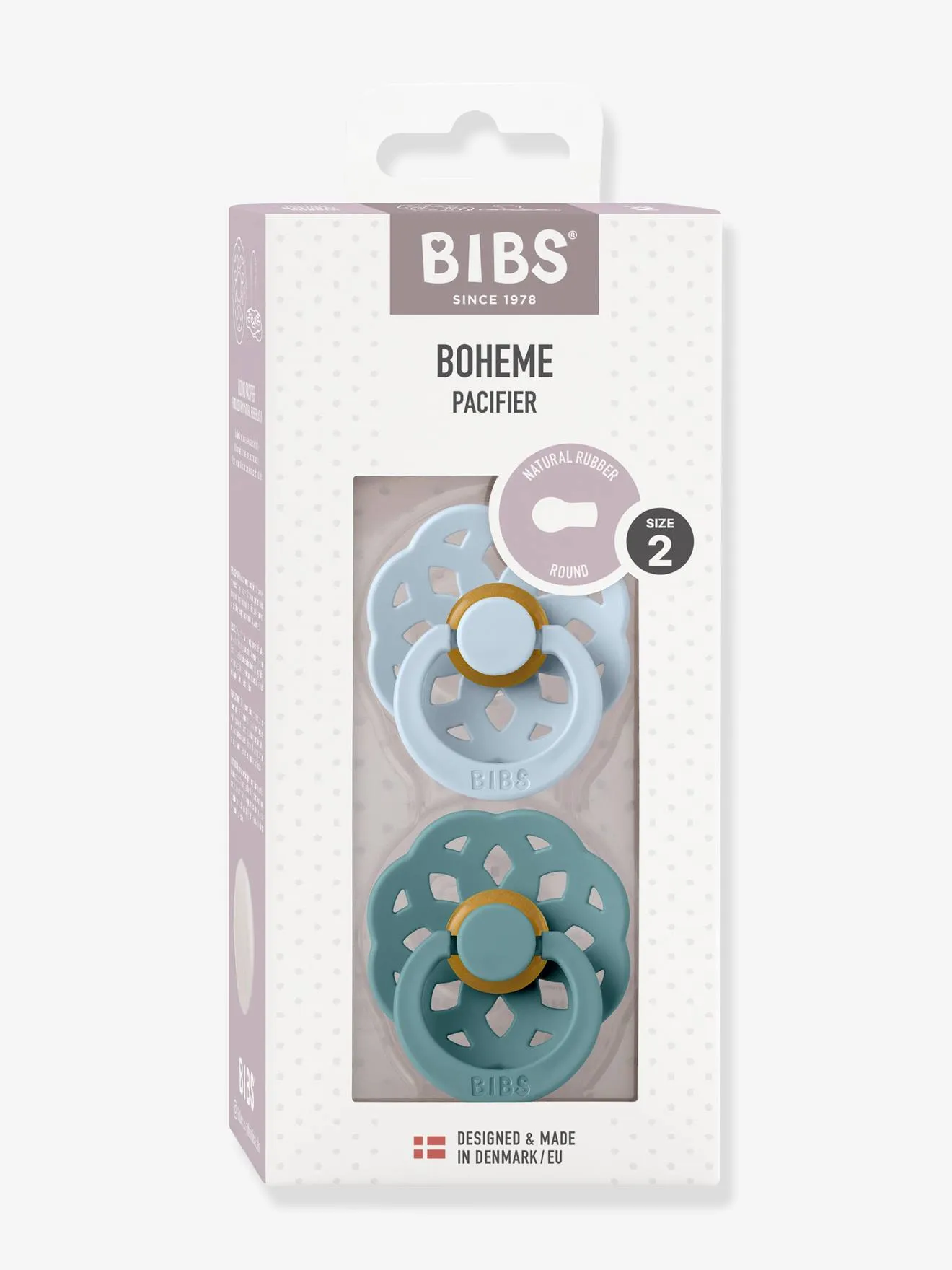 Pack of 2 Dummies, BIBS Bohème, Size 2 from 6 to 18 mo. - sandy beige