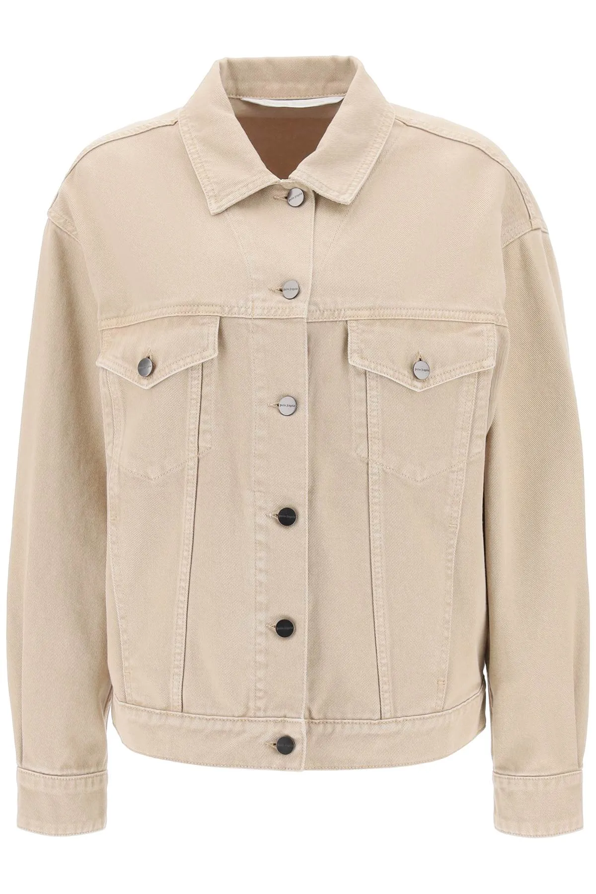 Palm Angels oversized denim jacket in beige color (PWEA109E23FAB001)