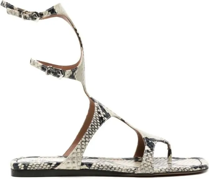 Paris Texas Uma Snakeskin Sandals Neutral