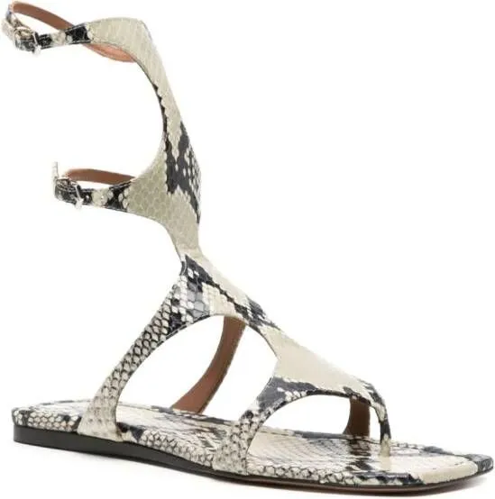 Paris Texas Uma Snakeskin Sandals Neutral